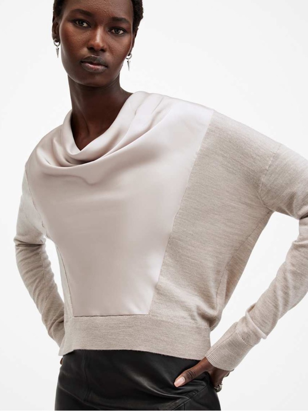 All Saints MYRA COWL NECK MERINO WOOL JUMPER Size Medium